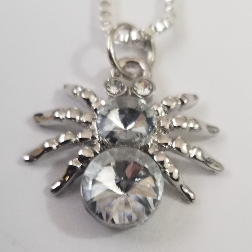 NWOT Stainless Steel CZ Spider Choker Necklace